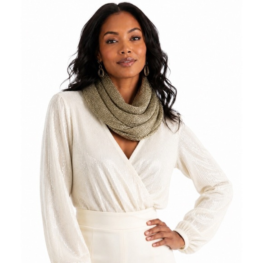LOFT Metallic Gold Knit‎ Scarf Mesh Open Weave Evening Wrap Shimmer Glam 71-18